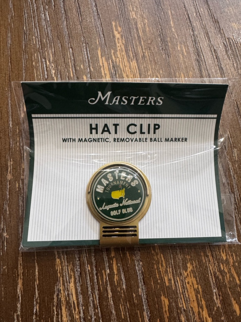 Masters Green and Gold Magnetic Hat Clip with Removable Marker